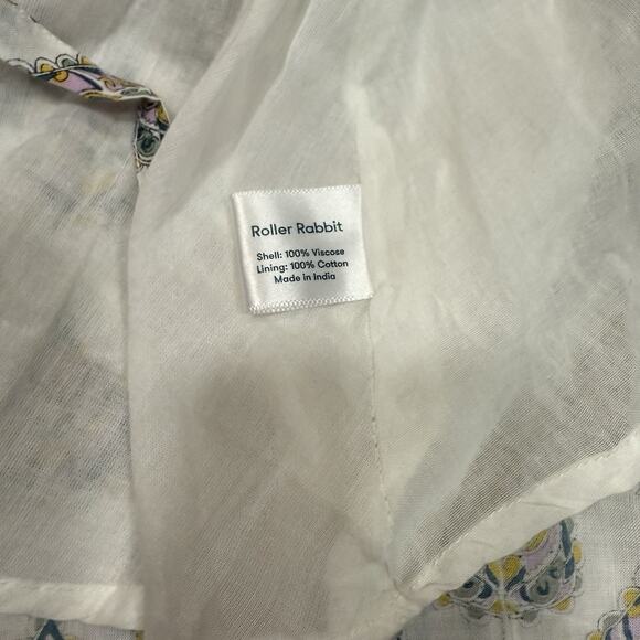 Roller Rabbit Printed Wrap Dress Midi Boho Lightweight Blue White Womens Size XS - Picture 9 of 9